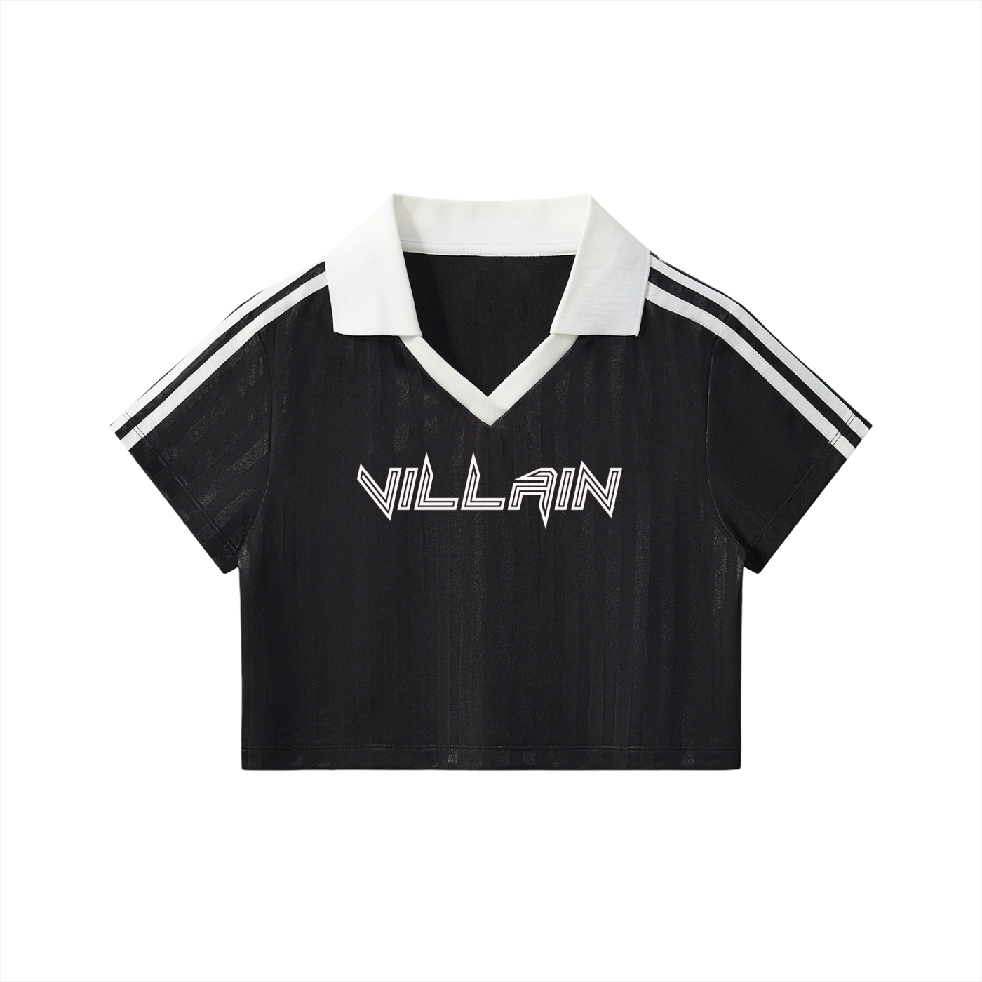 Contrast Collar Striped Cropped Jersey