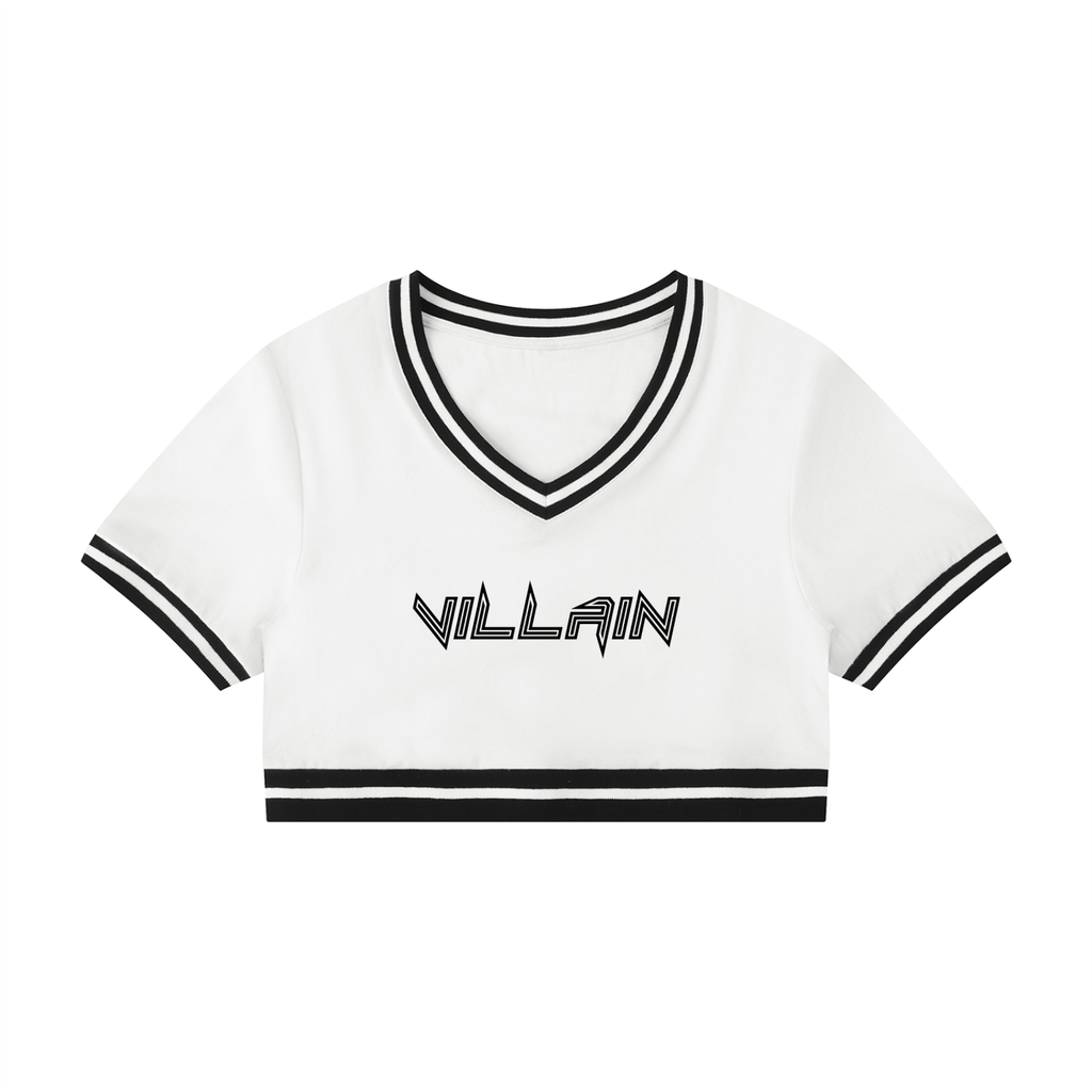 Women's Color Block V-Neck Crop T-Shirt