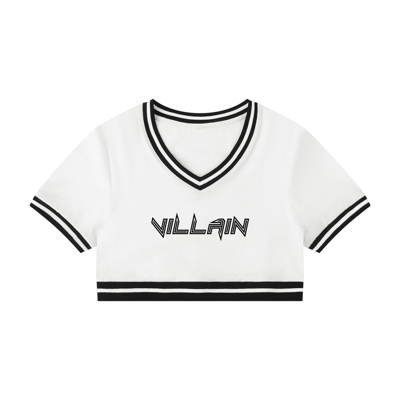 Women's Color Block V-Neck Crop T-Shirt