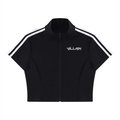 Women's Cropped Full Zip Short Sleeve T-Shirt
