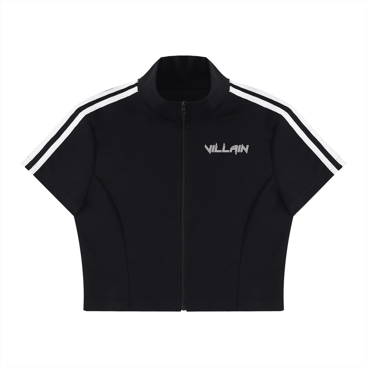 Women's Cropped Full Zip Short Sleeve T-Shirt