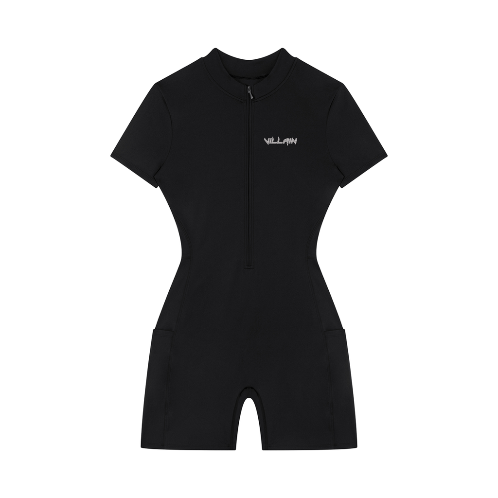 Women's Quarter-Zip Short Sleeve Romper
