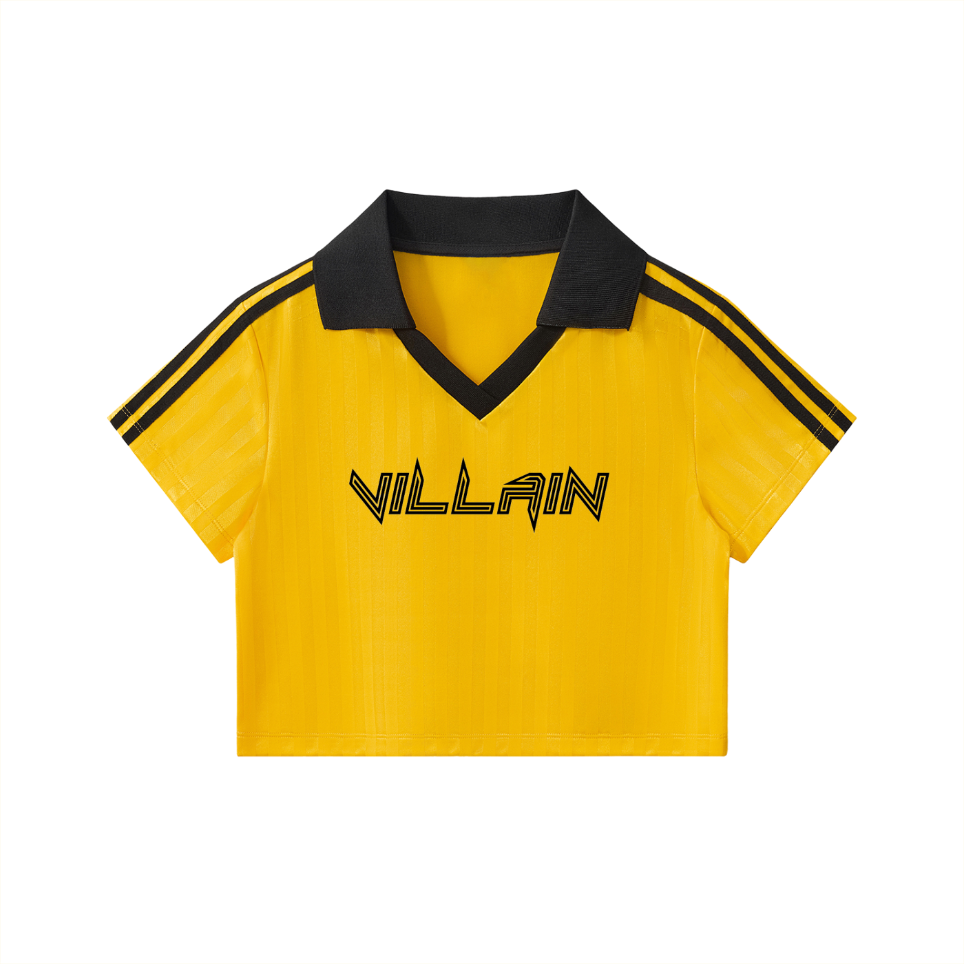 Contrast Collar Striped Cropped Jersey