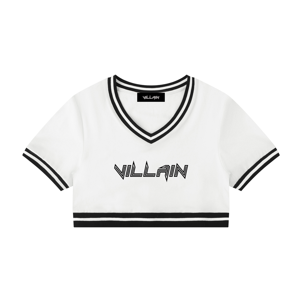 Women's Color Block V-Neck Crop T-Shirt