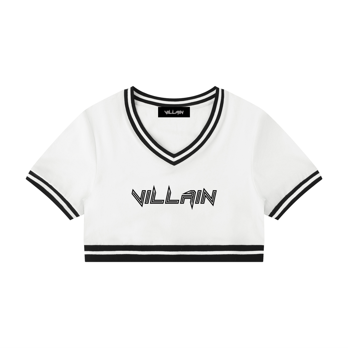 Women's Color Block V-Neck Crop T-Shirt