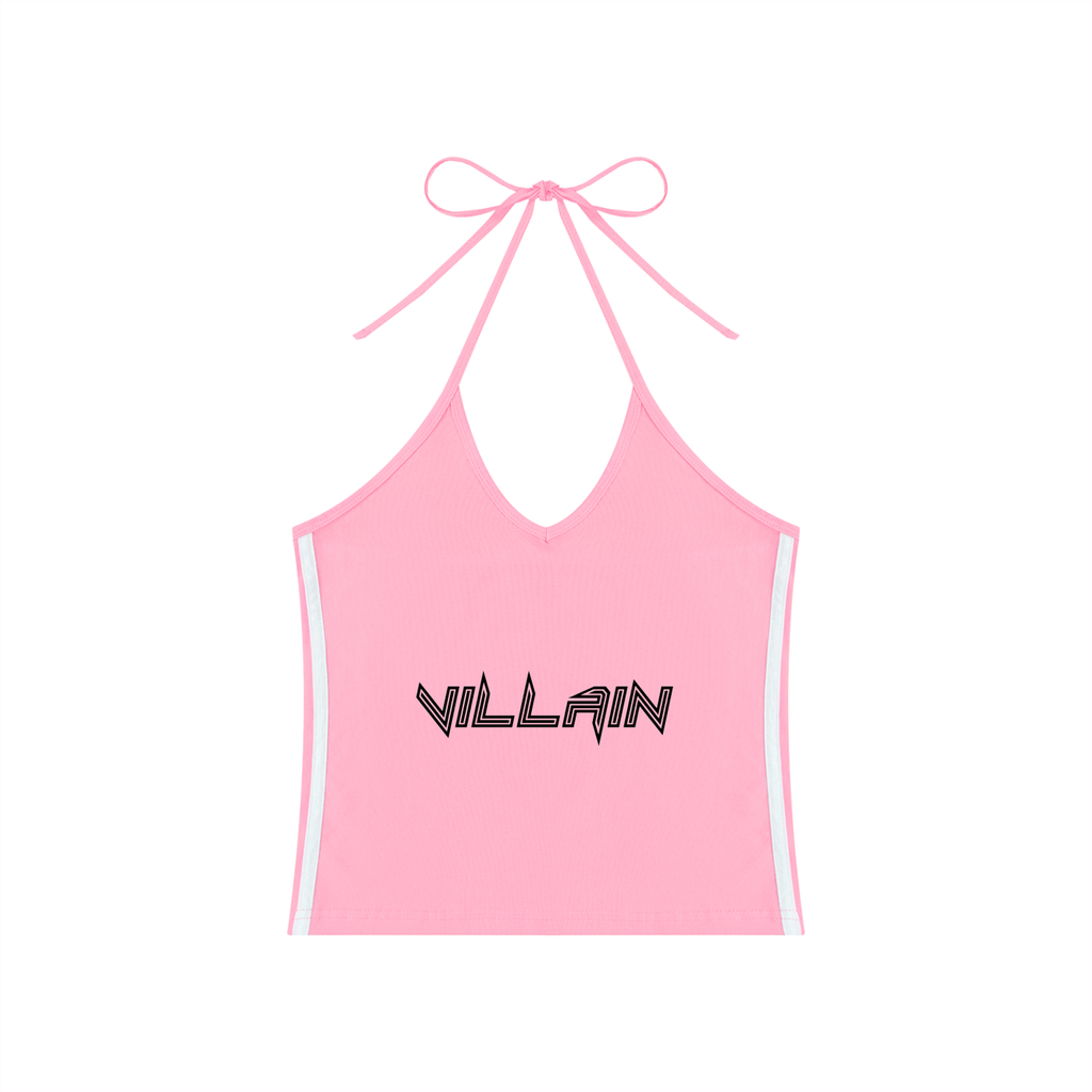 Women's Color Block Halter Crop Tank Top