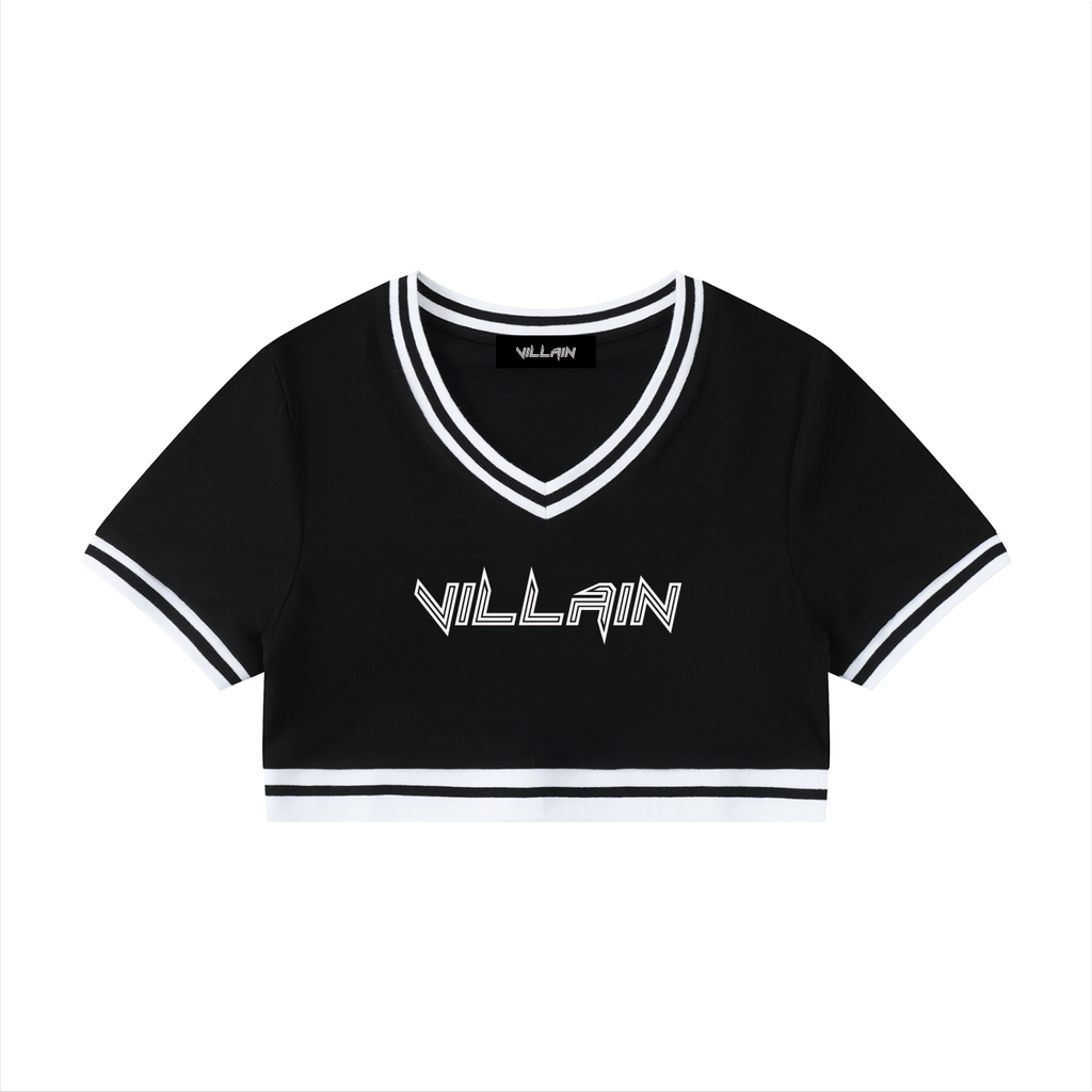 Women's Color Block V-Neck Crop T-Shirt