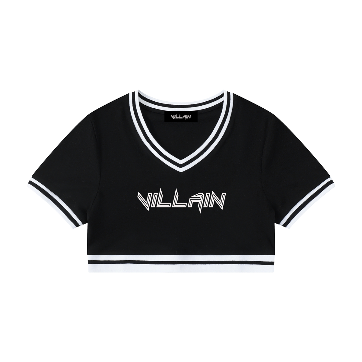 Women's Color Block V-Neck Crop T-Shirt