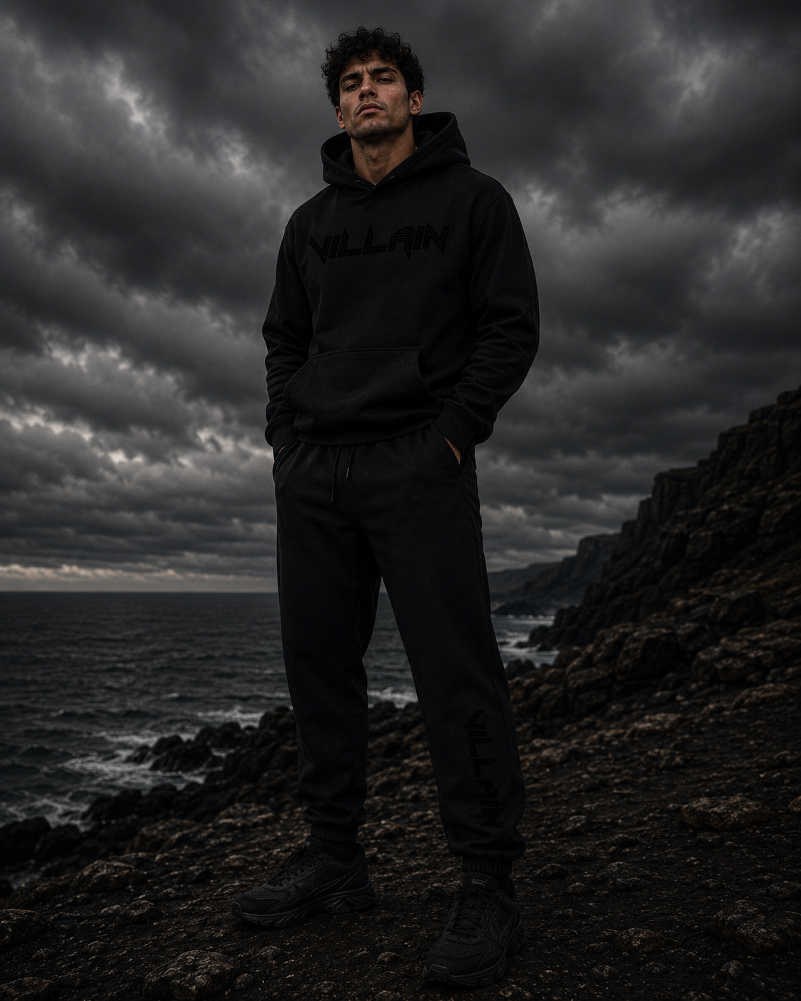 Villain Relaxed black on black sweatpants