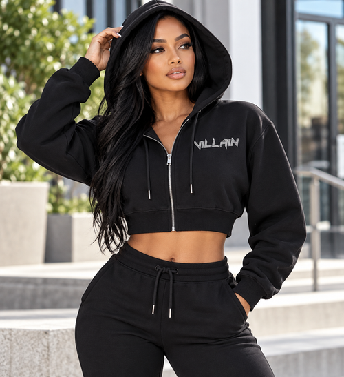 Cropped Zip-Up Hoodie