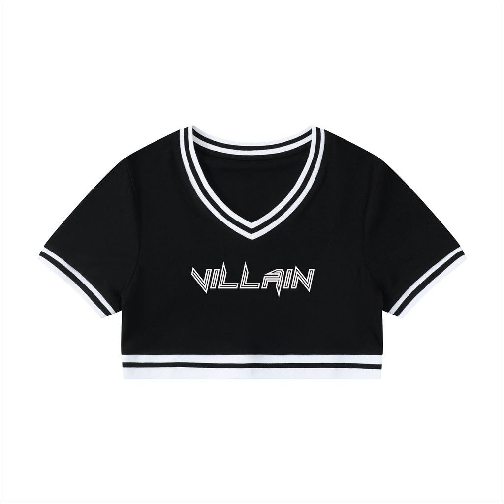 Women's Color Block V-Neck Crop T-Shirt