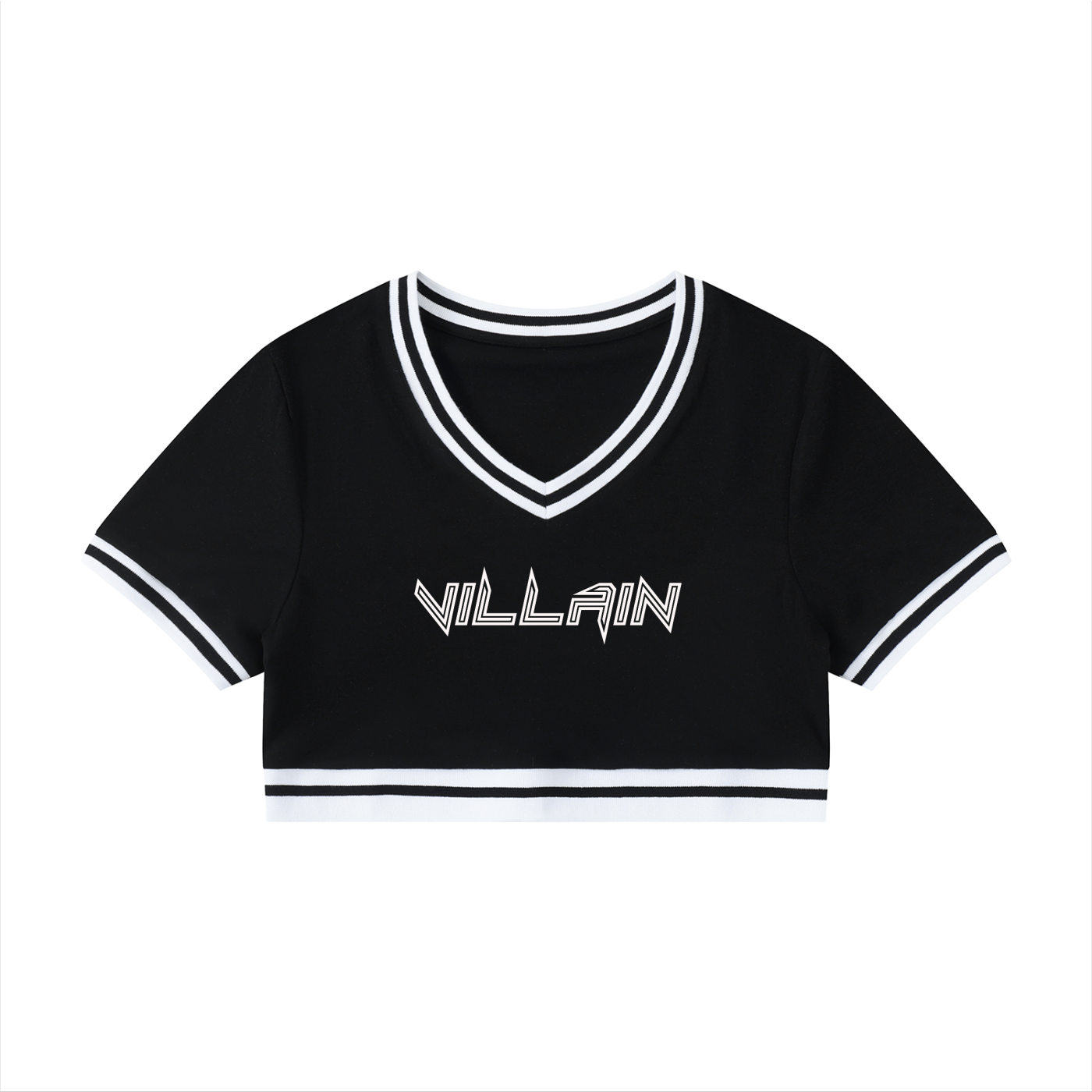 Women's Color Block V-Neck Crop T-Shirt