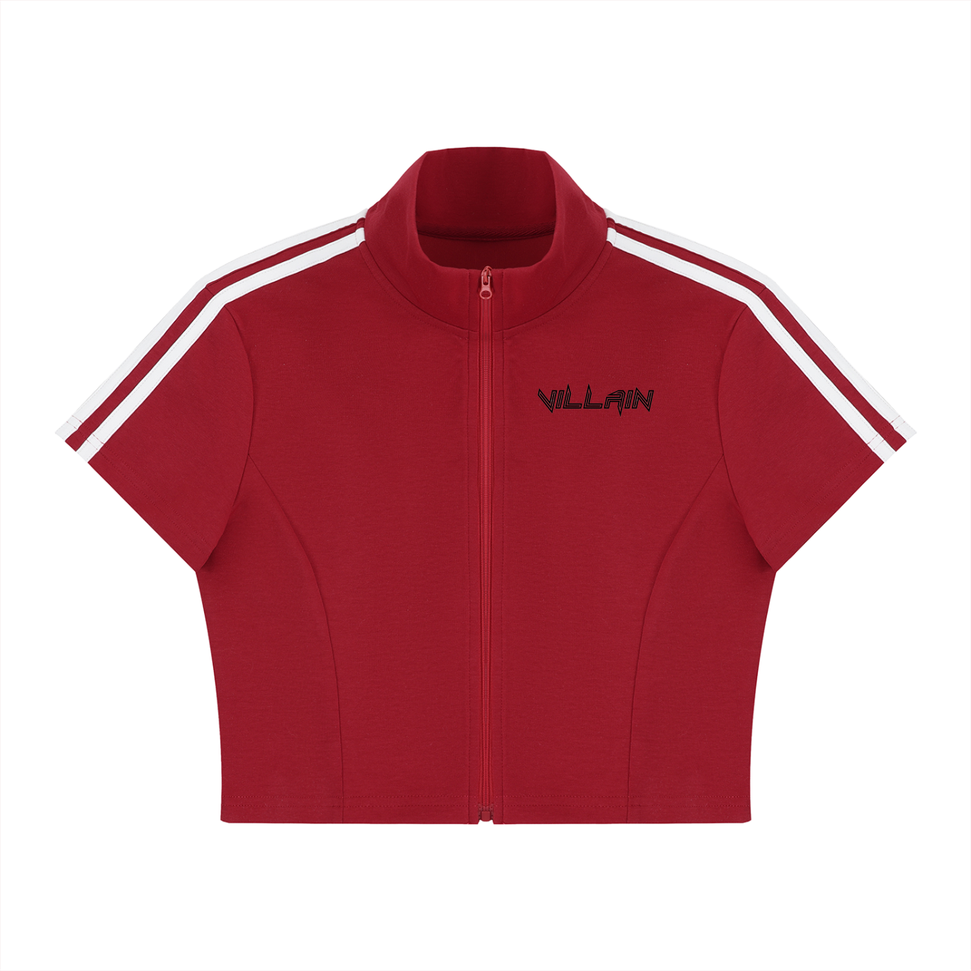 Women's Cropped Full Zip Short Sleeve T-Shirt